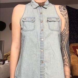 Levi's denim asymmetrical button down sleeveless